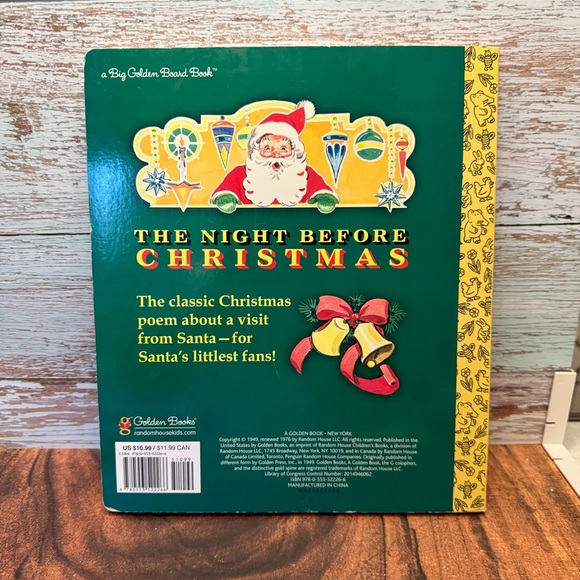 The Night Before Christmas Book by Clement C. Moore a Big Golden Board Book - Picture 3 of 10